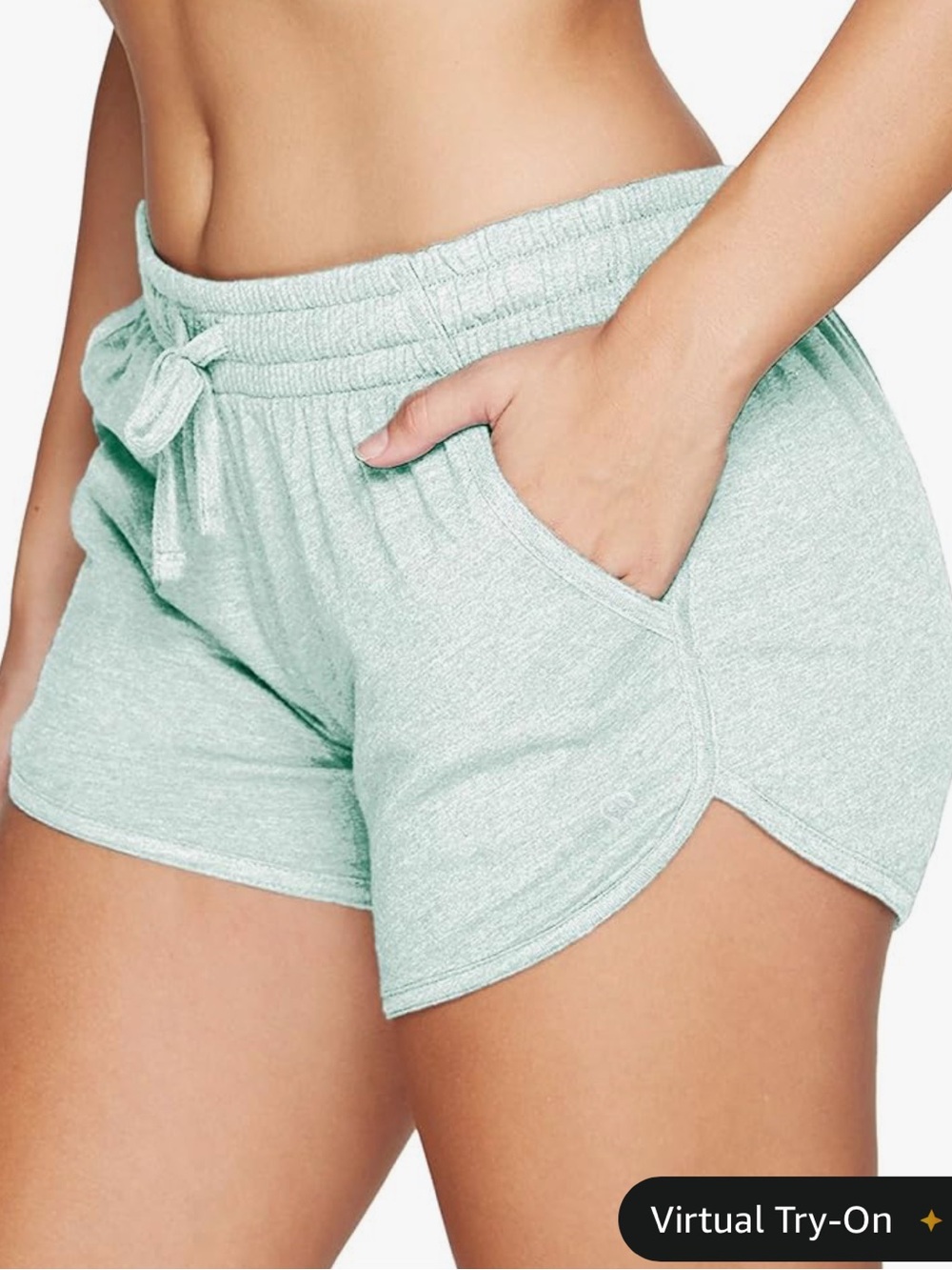 Light Mint Simone Women's Running Shorts - Casual Drawstring Athletic Shorts